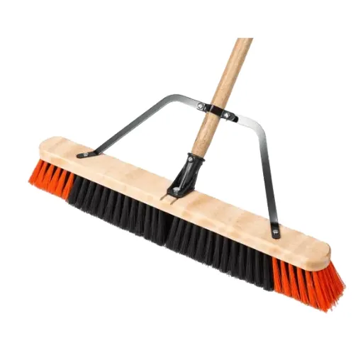 36" Medium Push Broom w/ Brace & 60" Handle Black/Orange